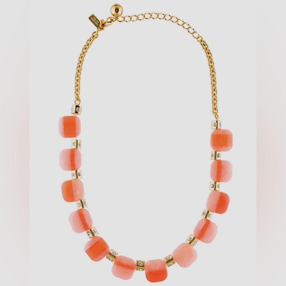 NWT Kate Spade Necklace only Peach Two Tone  Gold Tone & Rhinestone Spacers